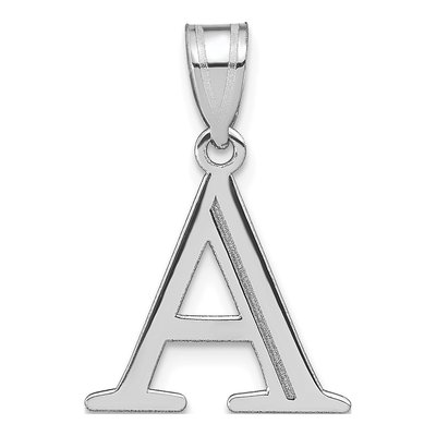 14K White Gold Letter A Pendant