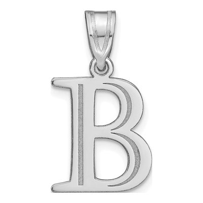 14K White Gold Letter B Pendant
