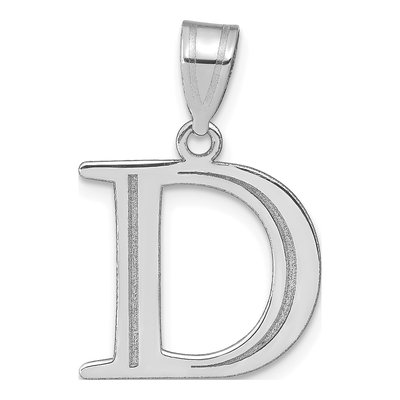 14K White Gold Letter D Pendant