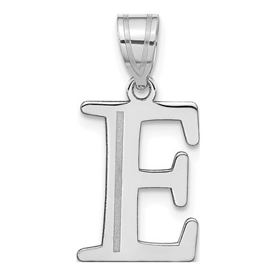14K White Gold Letter E Pendant