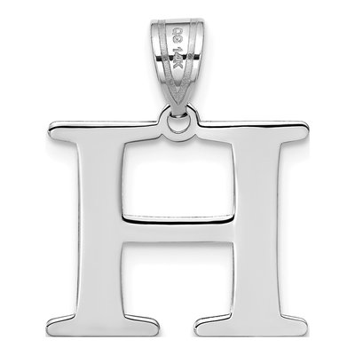 14K White Gold Letter H Pendant – view 4
