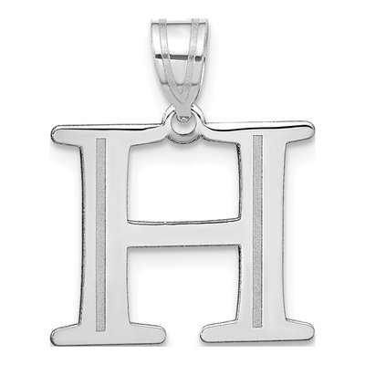 14K White Gold Letter H Pendant