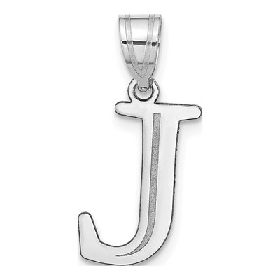 14K White Gold Letter J Pendant