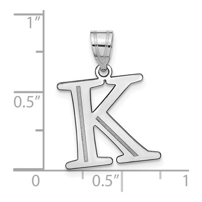 14K White Gold Letter K Pendant – view 5