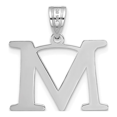 14K White Gold Letter M Pendant – view 4