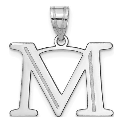 14K White Gold Letter M Pendant