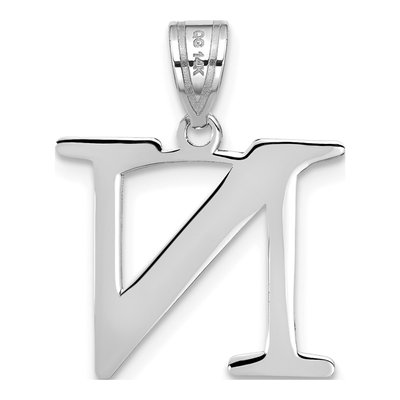 14K White Gold Letter N Pendant – view 4