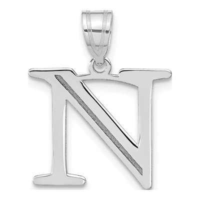 14K White Gold Letter N Pendant
