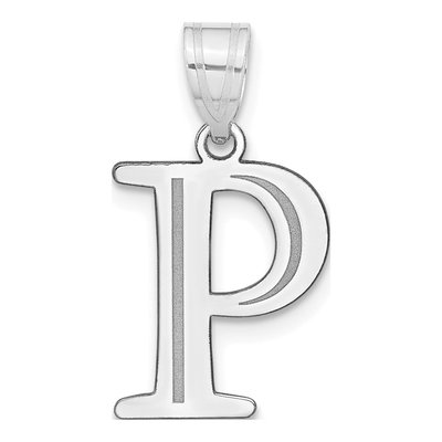 14K White Gold Letter P Pendant