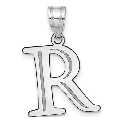 14K White Gold Letter R Pendant