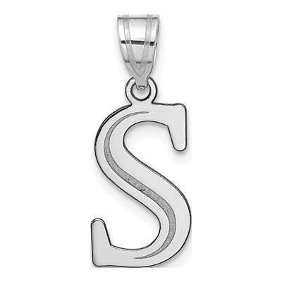 14K White Gold Letter S Pendant