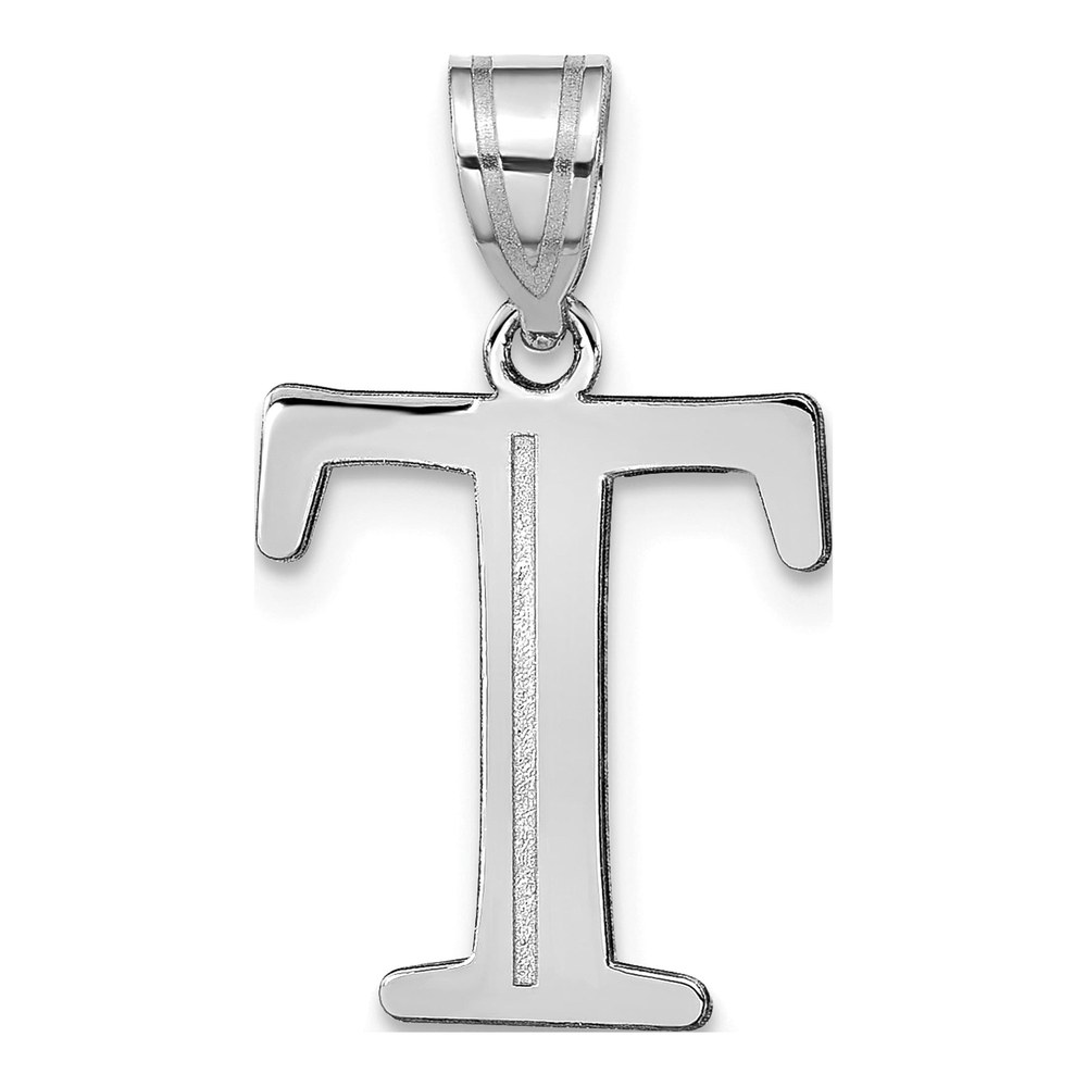 14K White Gold Letter T Pendant