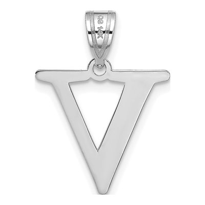 14K White Gold Letter V Pendant – view 4