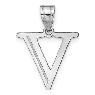 14K White Gold Letter V Pendant