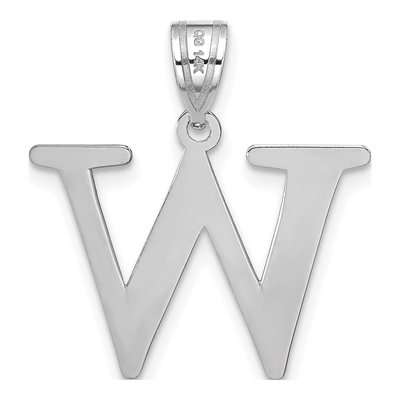 14K White Gold Letter W Pendant – view 4