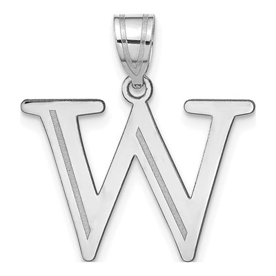 14K White Gold Letter W Pendant