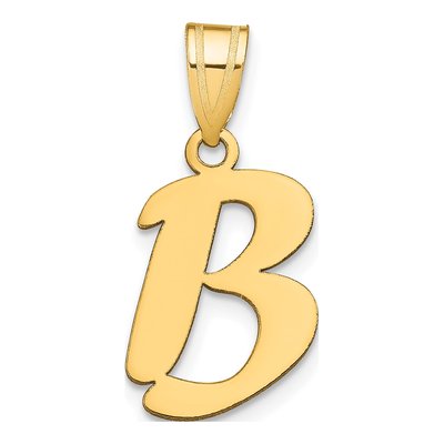 14K Yellow Gold Script Letter B Pendant