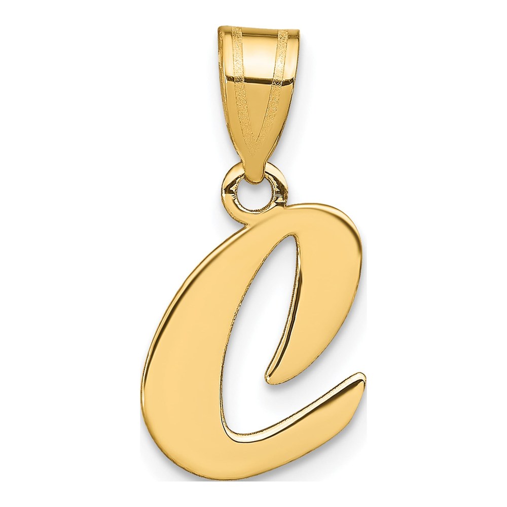 14K Yellow Gold Script Letter C Pendant
