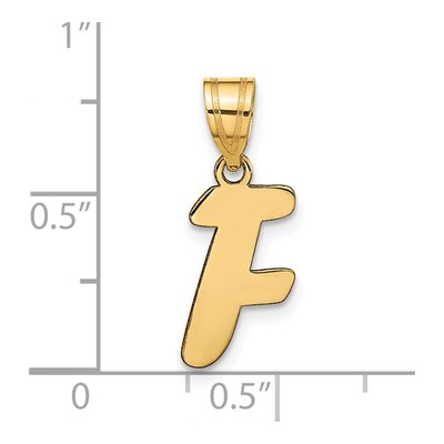 14K Yellow Gold Script Letter F Pendant – view 5