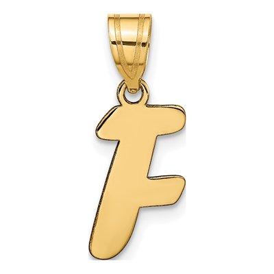 14K Yellow Gold Script Letter F Pendant