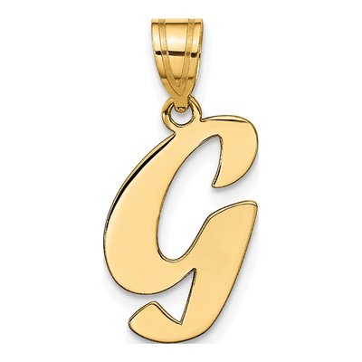 14K Yellow Gold Script Letter G Pendant