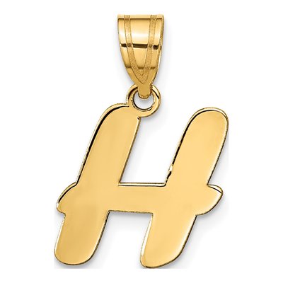 14K Yellow Gold Script Letter H Pendant