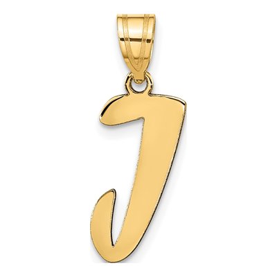 14K Yellow Gold Script Letter J Pendant