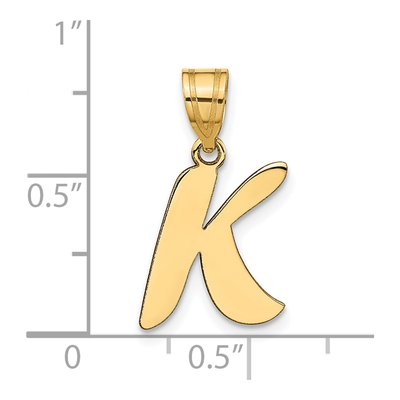 14K Yellow Gold Script Letter K Pendant – view 5
