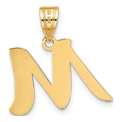 14K Yellow Gold Script Letter M Pendant – view 4