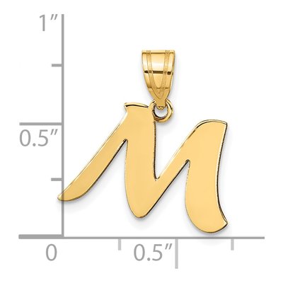 14K Yellow Gold Script Letter M Pendant – view 5