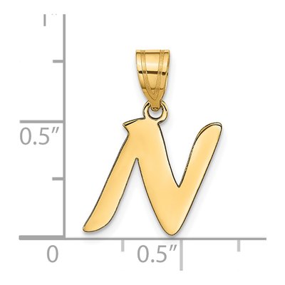 14K Yellow Gold Script Letter N Pendant – view 5
