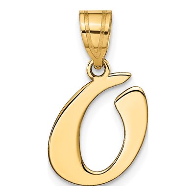 14K Yellow Gold Script Letter O Pendant