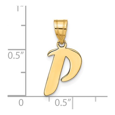 14K Yellow Gold Script Letter P Pendant – view 5