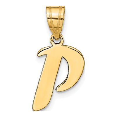 14K Yellow Gold Script Letter P Pendant