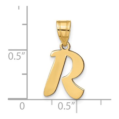 14K Yellow Gold Script Letter R Pendant – view 5