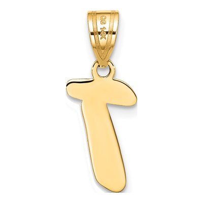 14K Yellow Gold Script Letter T Pendant – view 4