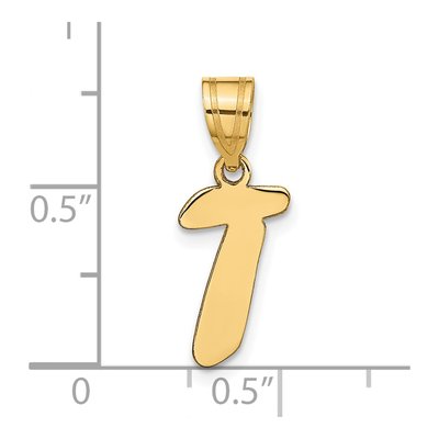 14K Yellow Gold Script Letter T Pendant – view 5