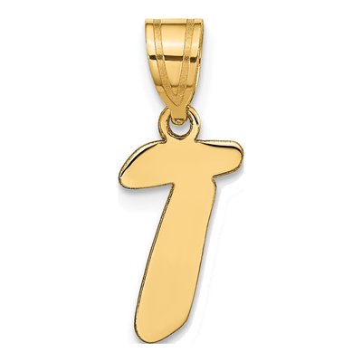 14K Yellow Gold Script Letter T Pendant