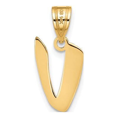 14K Yellow Gold Script Letter V Pendant – view 3