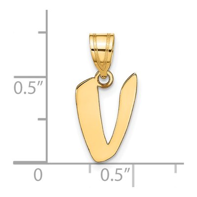14K Yellow Gold Script Letter V Pendant – view 4