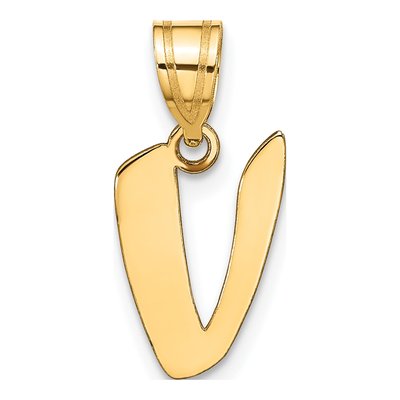 14K Yellow Gold Script Letter V Pendant