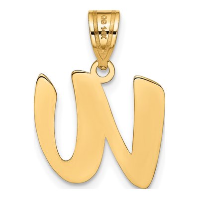 14K Yellow Gold Script Letter W Pendant – view 4