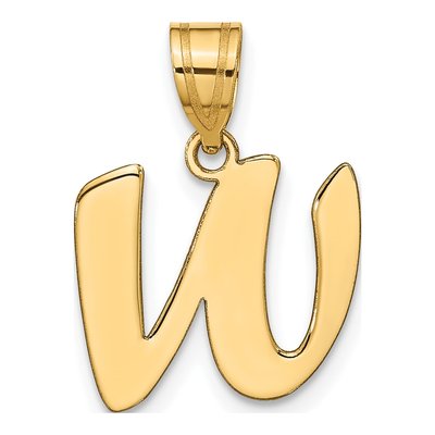 14K Yellow Gold Script Letter W Pendant