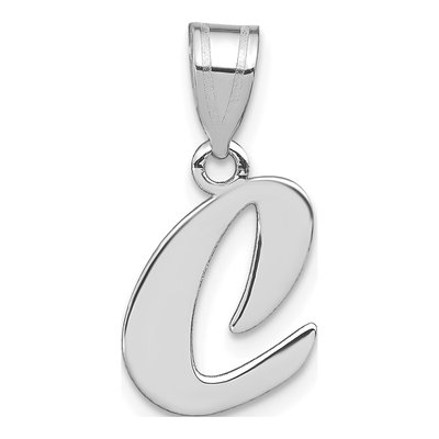 14K White Gold Script Letter C Pendant