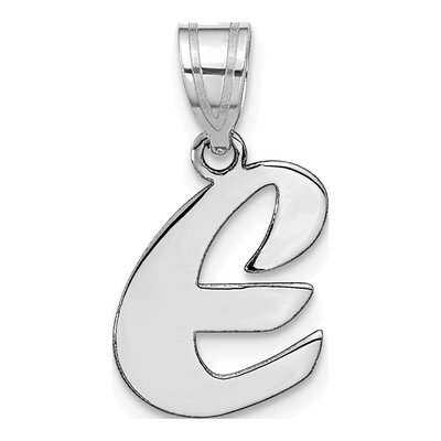 14K White Gold Script Letter E Pendant