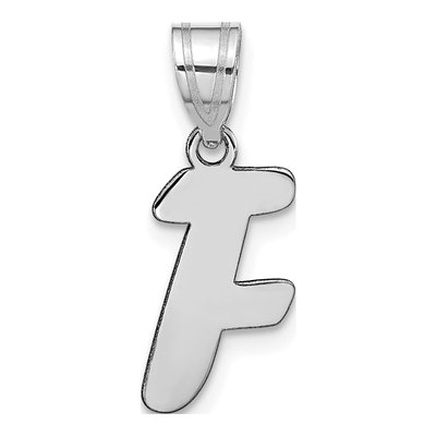 14K White Gold Script Letter F Pendant