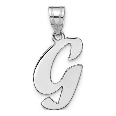 14K White Gold Script Letter G Pendant