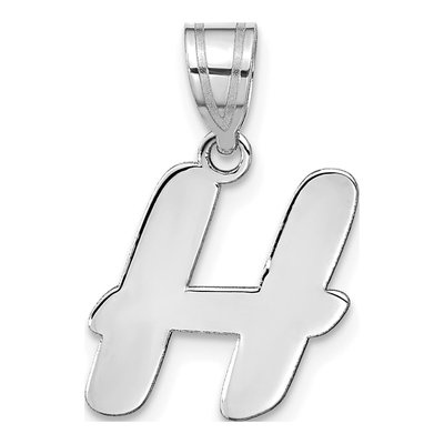 14K White Gold Script Letter H Pendant