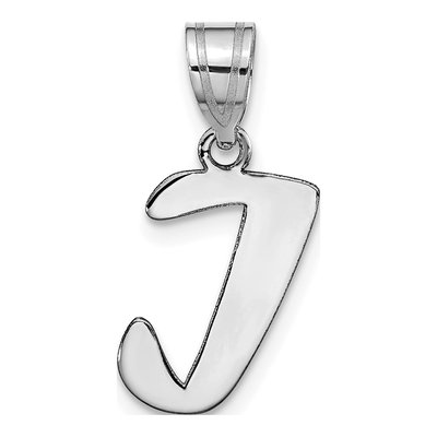 14K White Gold Script Initial I Pendant