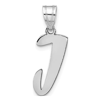 14K White Gold Script Letter J Pendant